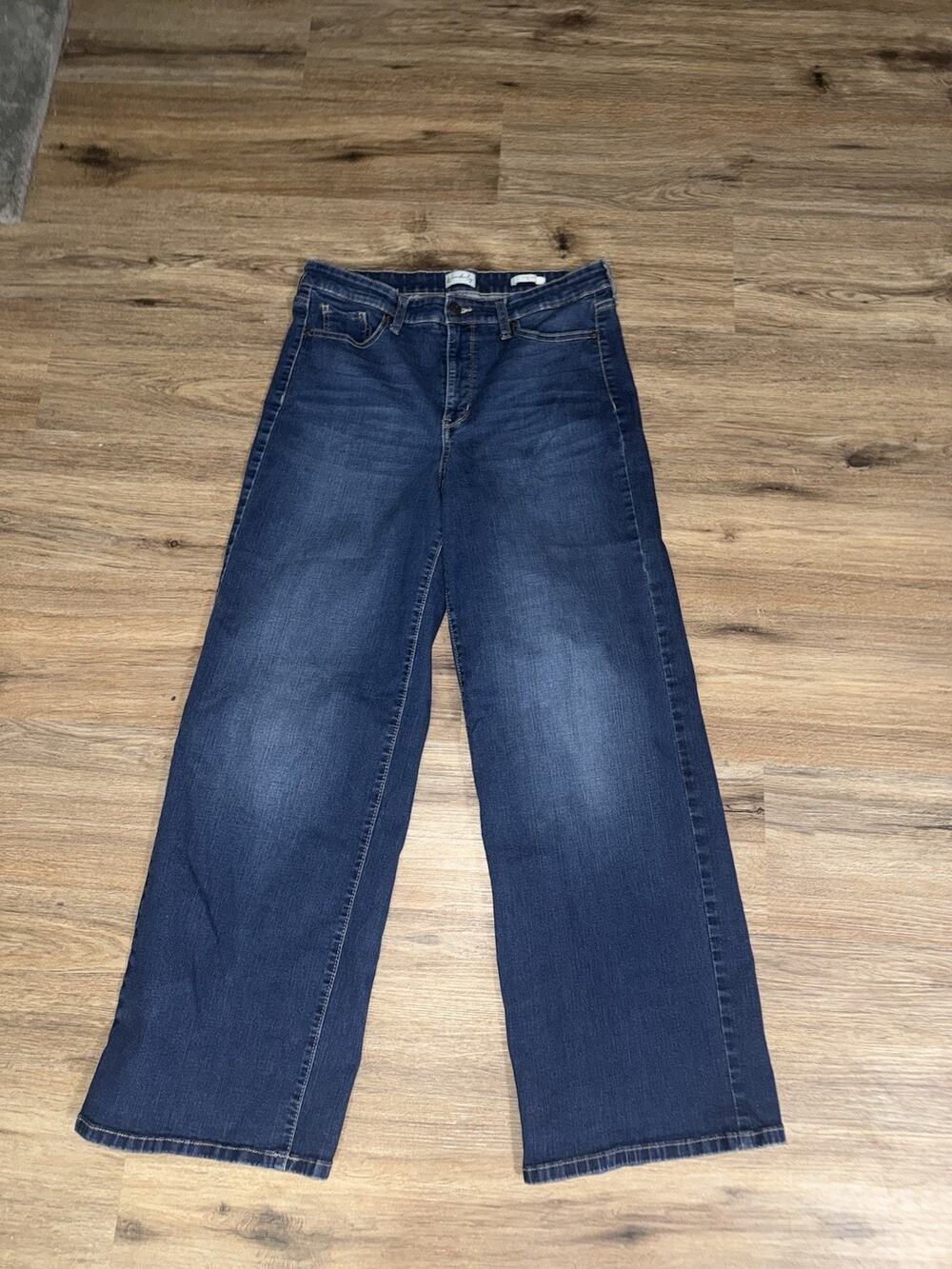 Wonderly Wide Leg Jeans Size 12 Womens Medium Dark Wash Blue Denim Boho Classic